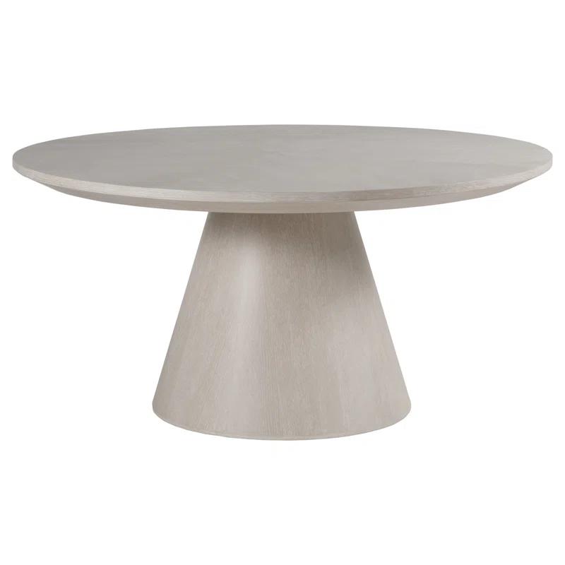 Contemporary 60'' Beige Round Wood & Marble Dining Table