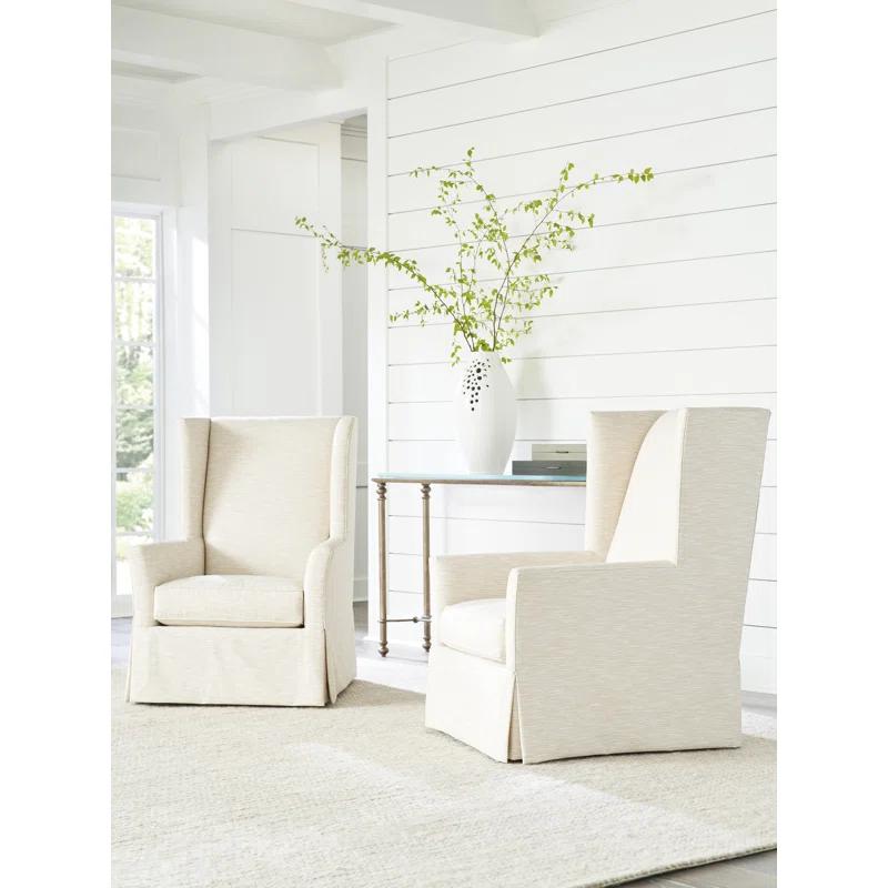 Newport Elegance White Slipcovered Wingback Chair by Barclay