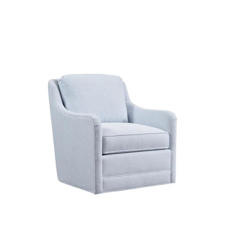 Coastal Swivel Armchair in Blue Cotton Blend with Manufactured Wood Frame