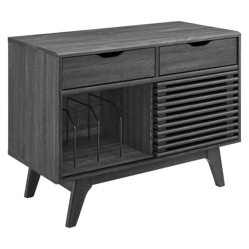 Modway Modway Render Mid-Century Modern 37" Vinyl Record Display Stand with Drawers