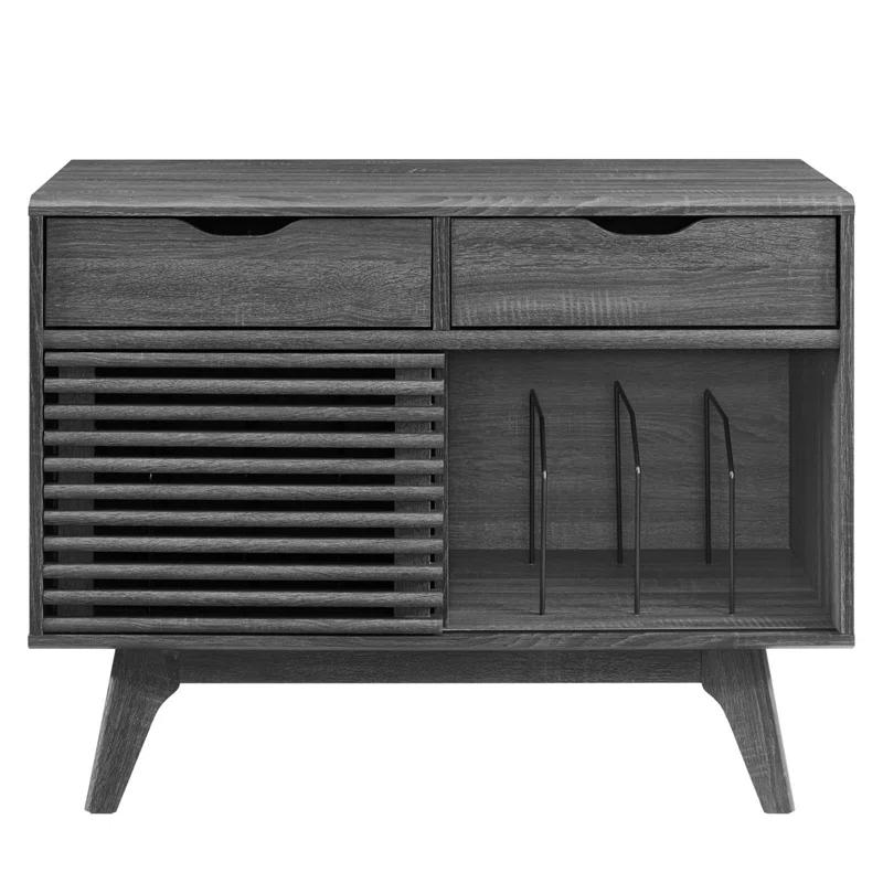Modway Modway Render Mid-Century Modern 37" Vinyl Record Display Stand with Drawers