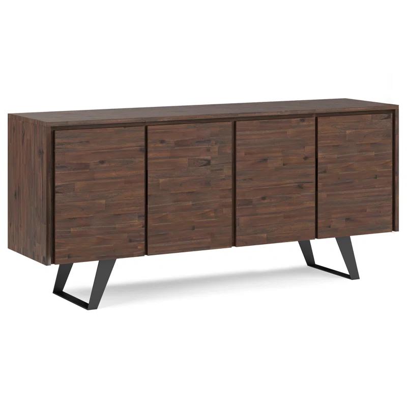 Lowry 66'' Distressed Charcoal Solid Acacia & Metal Sideboard
