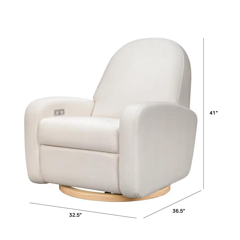 Serenity Swivel Recliner in Cream Eco-Weave with Light Wood Base