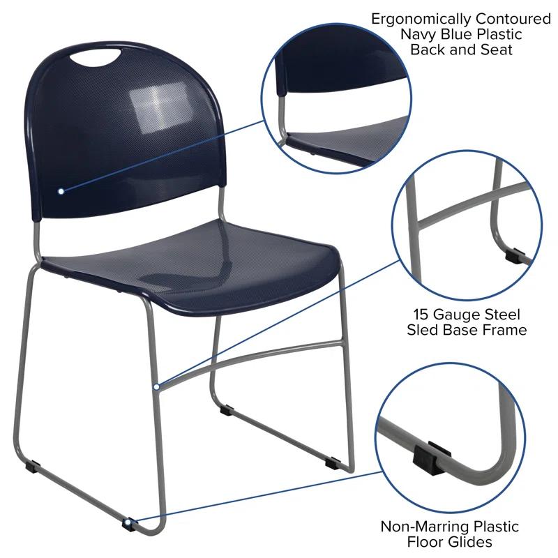 Flash Furniture Gaea 880 lb. Capacity Ultra-Compact Stack Chair with Metal Frame (Set of 5)