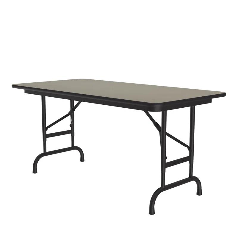 Savannah Sand 60" Rectangular Laminate Folding Table with Adjustable Black Steel Legs