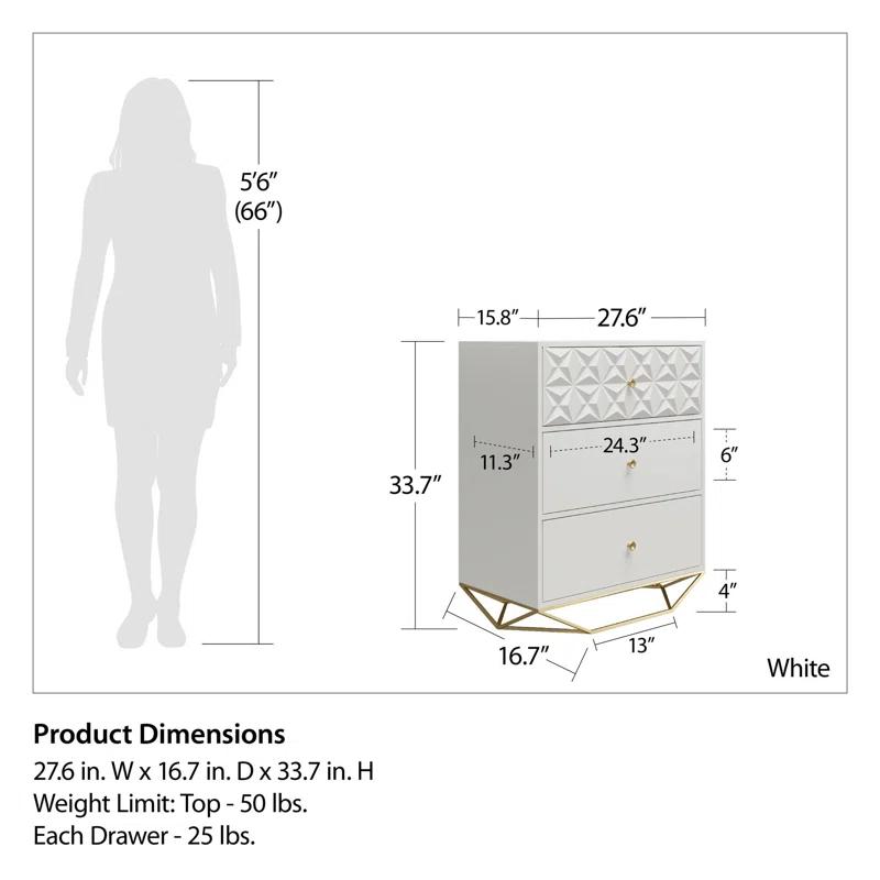 CosmoLiving by Cosmopolitan Blair 3 Drawer 27.55'' W Chest