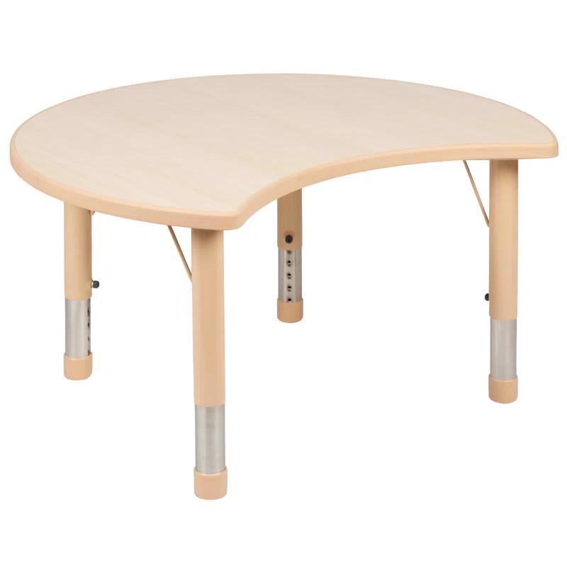 Flash Furniture Goddard 25.125"W x 35.5"L Crescent Plastic Adjustable Activity Table-Seats 4