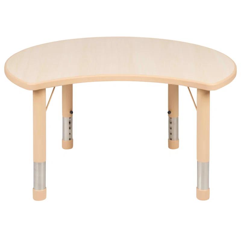 Flash Furniture Goddard 25.125"W x 35.5"L Crescent Plastic Adjustable Activity Table-Seats 4