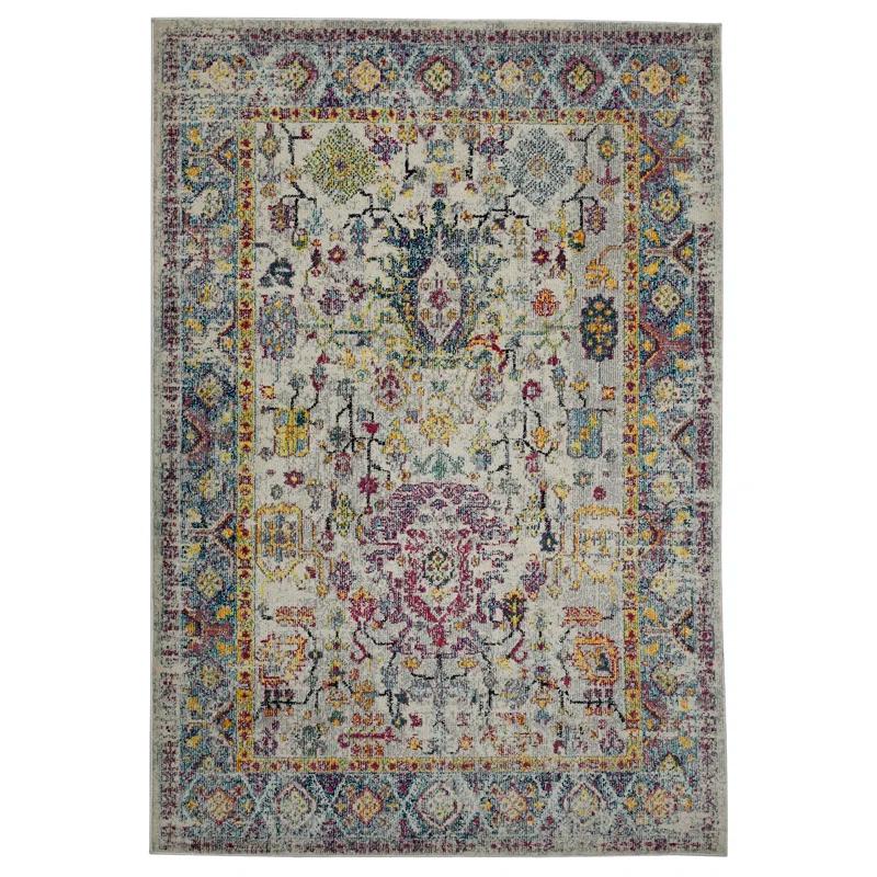 AMER Rugs Alyssa Transitional Bordered Durable Performance Multicolor Area Rug