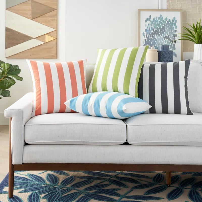 Badri Striped Indoor/Outdoor Reversible Throw Pillow