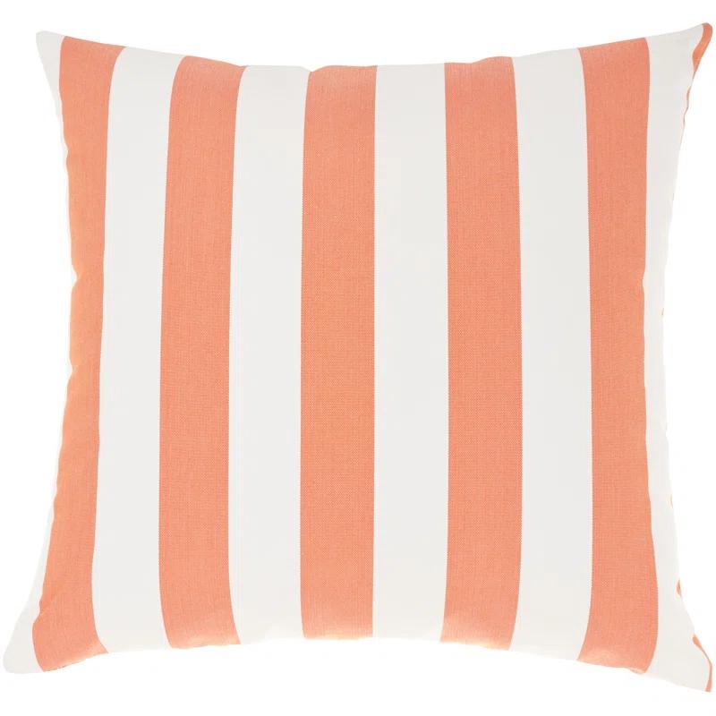 Coral Stripe Reversible 18" Square Outdoor Throw Pillow