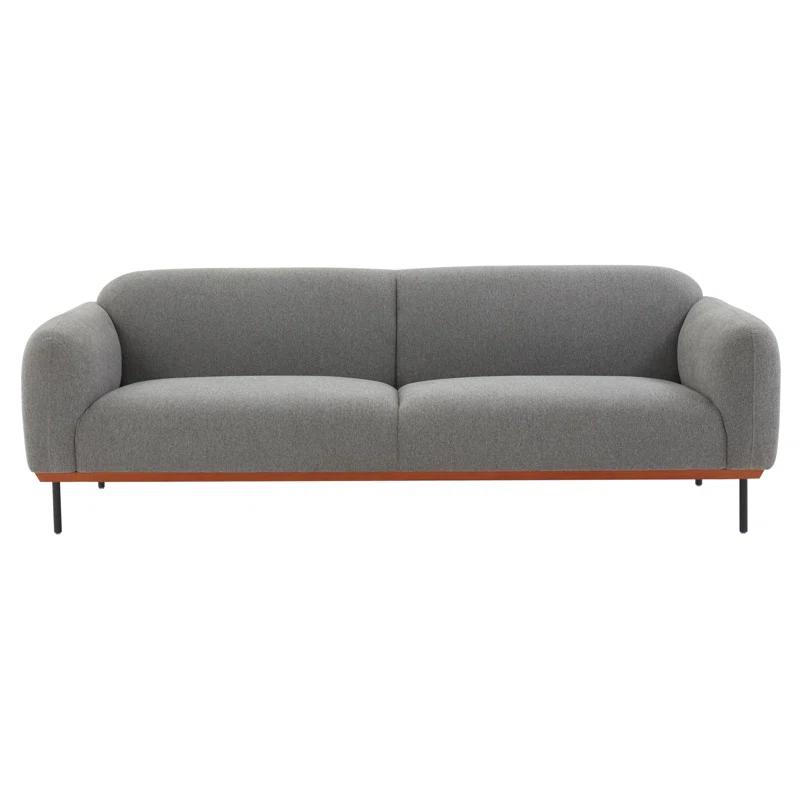 Kaycee 91'' Split-Back Gray Linen Upholstered Sofa