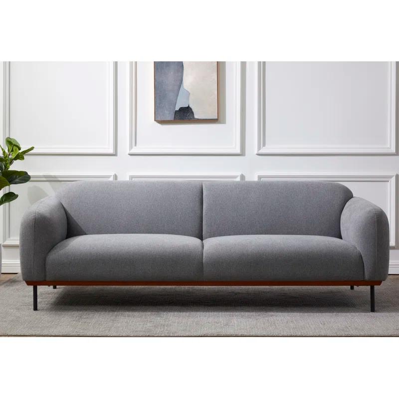 Kaycee 91'' Split-Back Gray Linen Upholstered Sofa