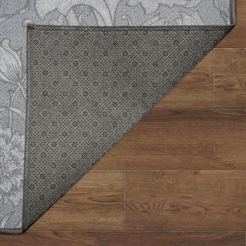 Kalini Gray Floral Flatweave Washable Rug 3' x 5'