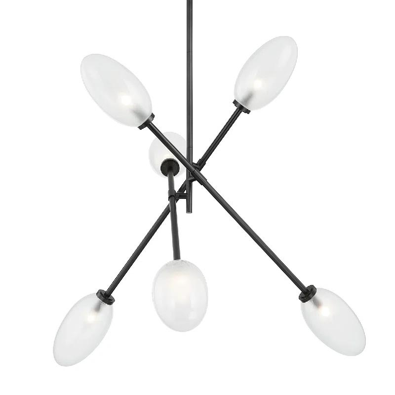 Alberton Black Brass 6-Light Sputnik Chandelier with Clear Glass Shades