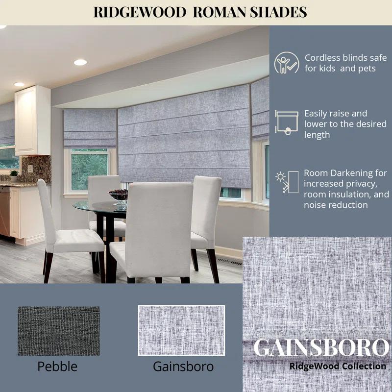 Gainsboro Cordless Fabric Blackout Roman Shade 29" x 72"