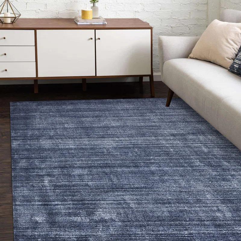 Harbor Stripe Hand-Knotted Denim Wool-Blend 8' x 10' Rug