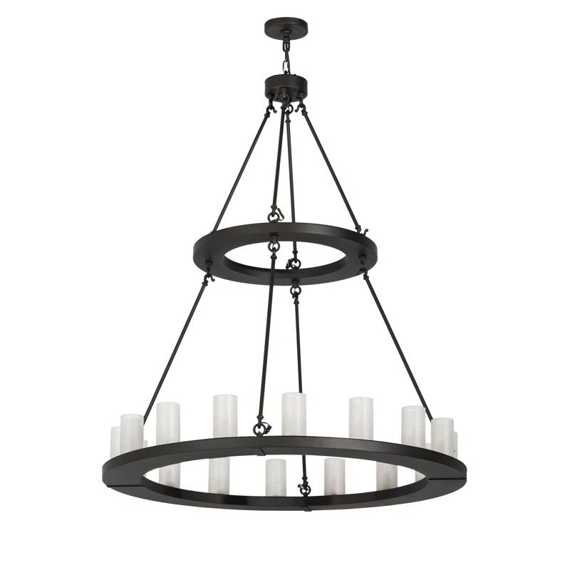 Loxley 16-Light Oil Rubbed Bronze Chandelier with Frosted Glass