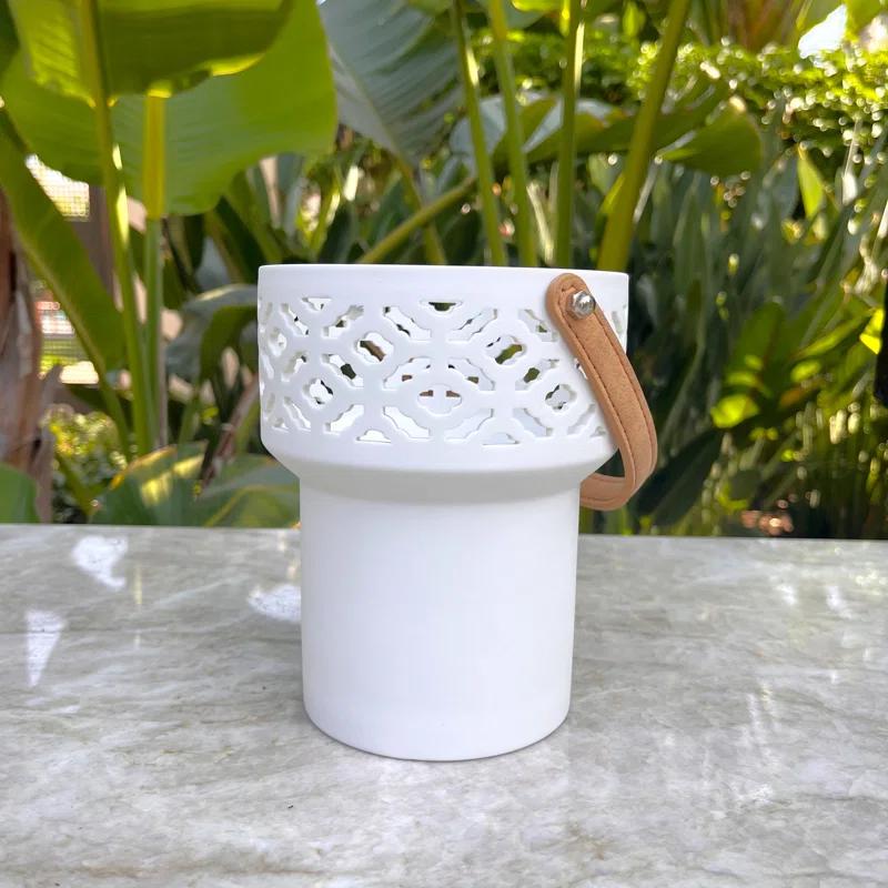 Artisan Kilim White Ceramic 5.25'' LED Lantern