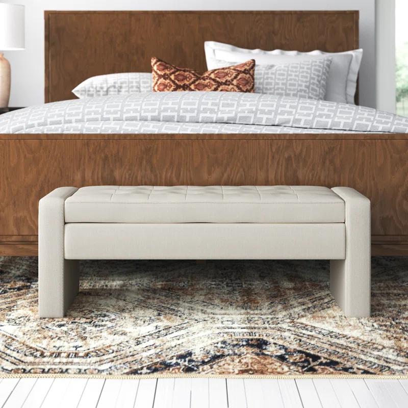 Gillian Cream Upholstered Storage Bench with Flip Top