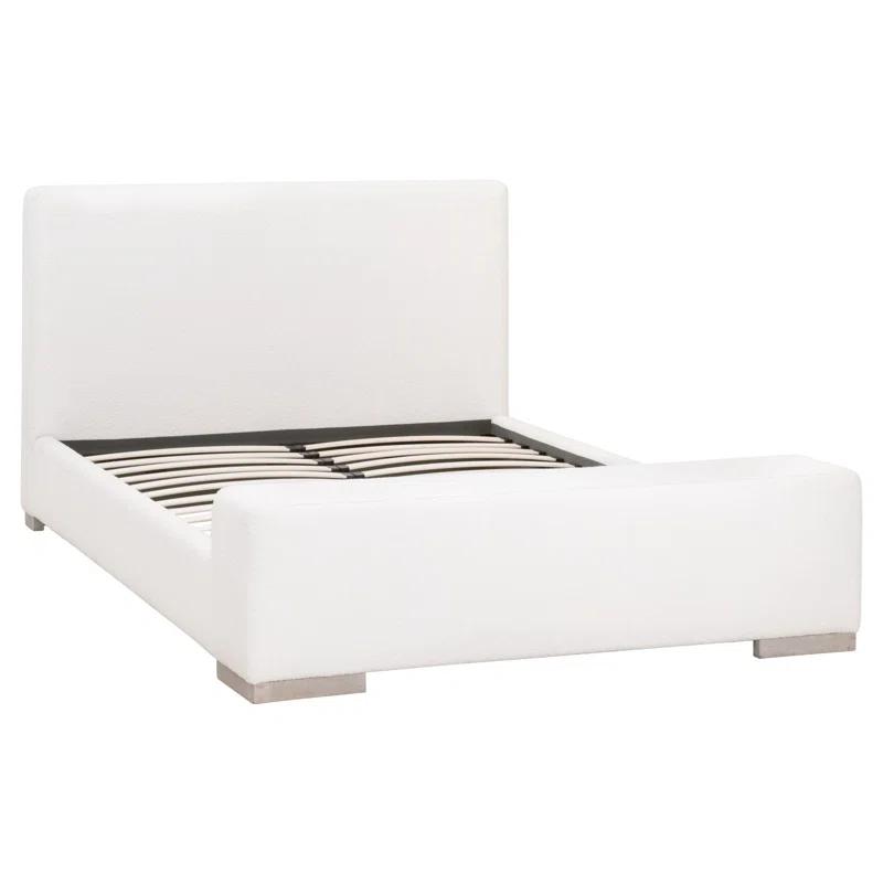 Elegant Queen-Sized Boucle Upholstered Bed with Natural Gray Oak Frame