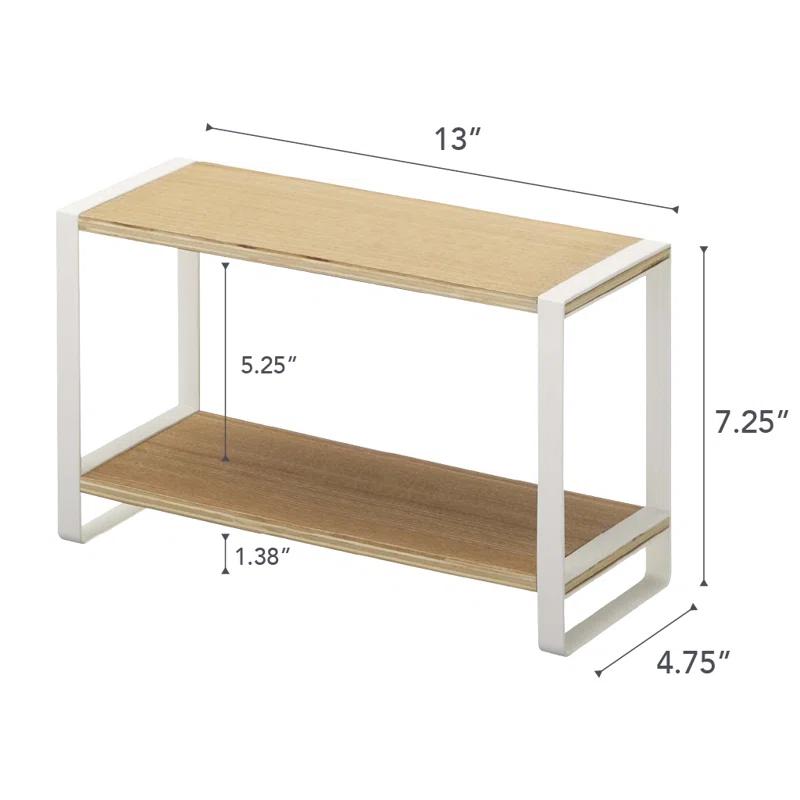 White and Natural Steel Two-Tier Countertop Organizer