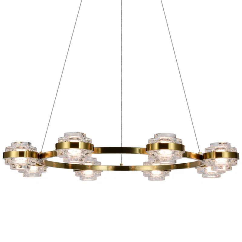 Milano 33-In Ring 8-Light Height Adjustable ETL Certified Integrated LED Circular Chandelier