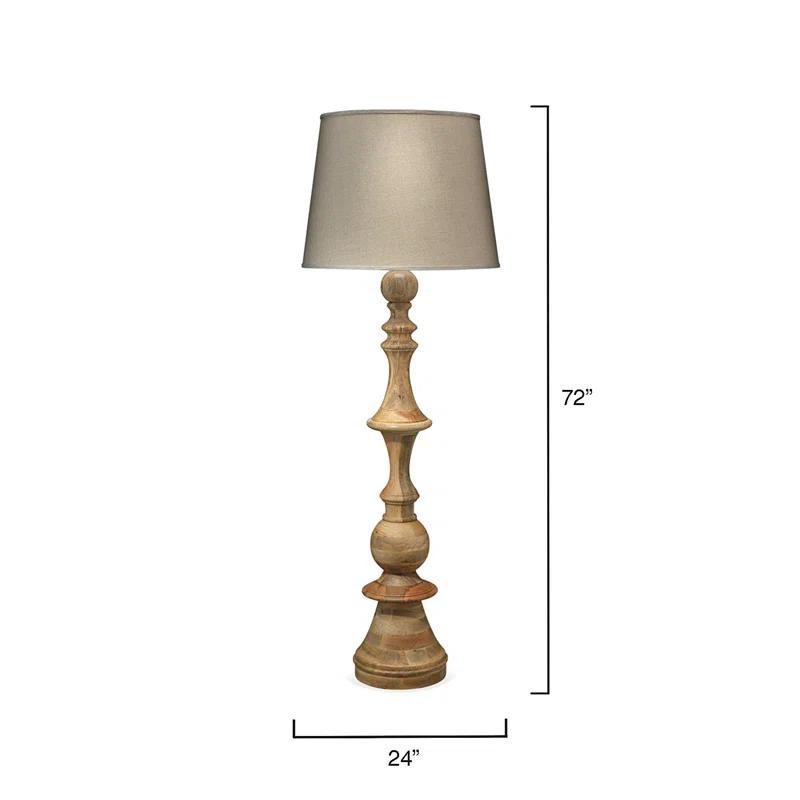 Natural Wood & Linen Shade 72" Edison Floor Lamp with 3-Way Switch