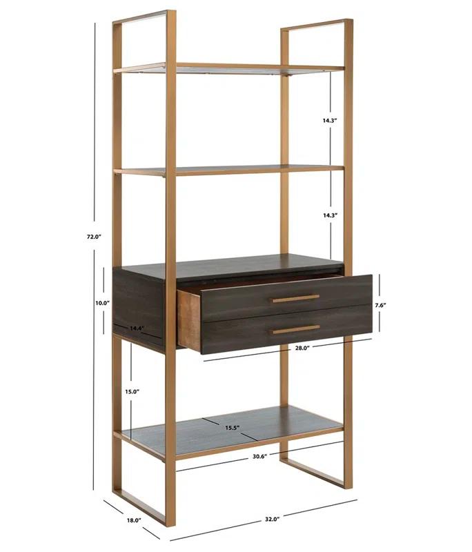 Skylar 4 Tier 1 Drawer Etagere - Gold / Grey - Safavieh