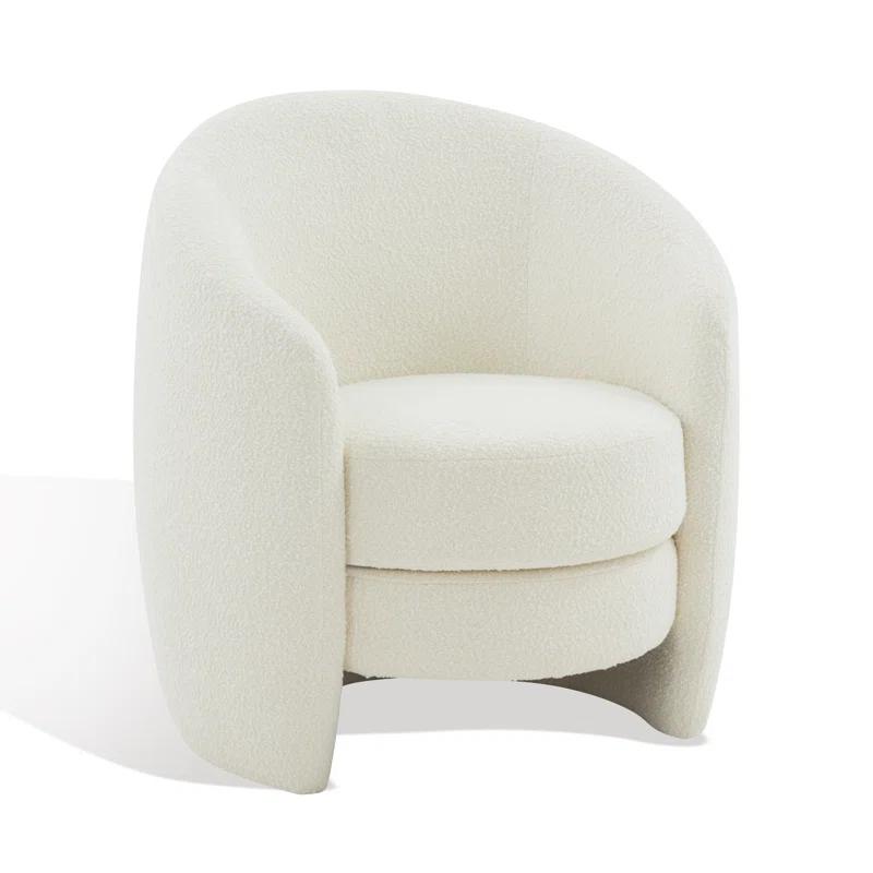 Danianna Beige Boucle Swivel Barrel Chair with Gold Base