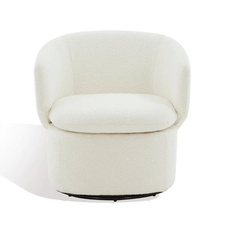 Ivory Elegance 31'' Wood Base Swivel Barrel Chair