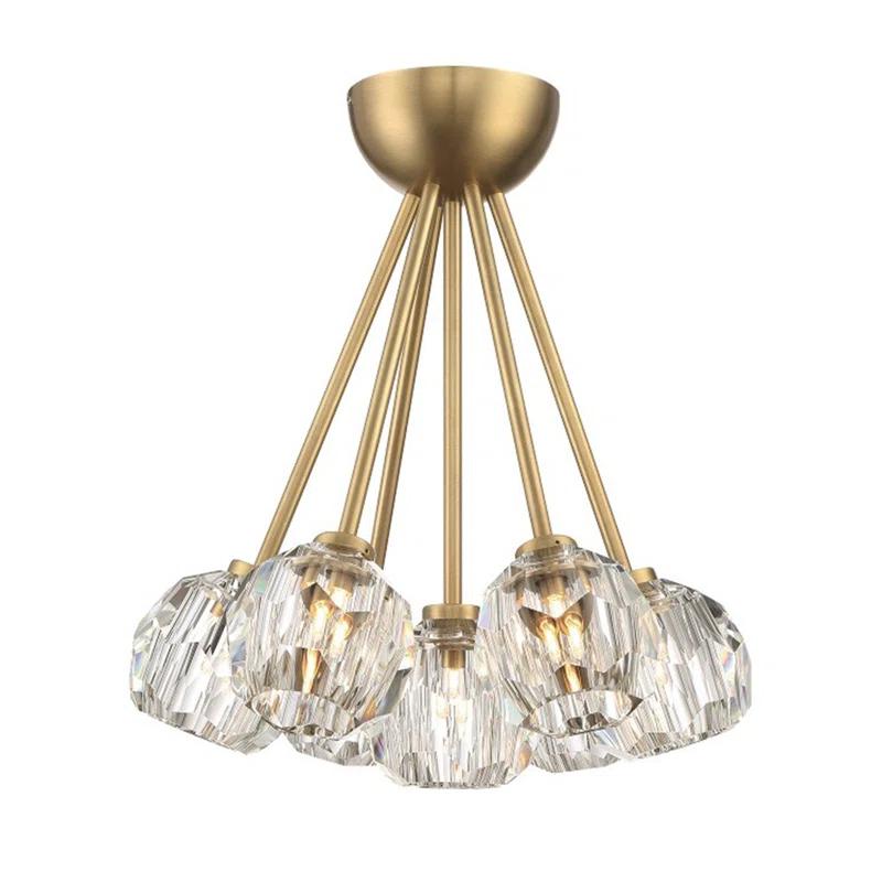 Aged Brass Crystal LED Indoor/Outdoor Flush Mount Light