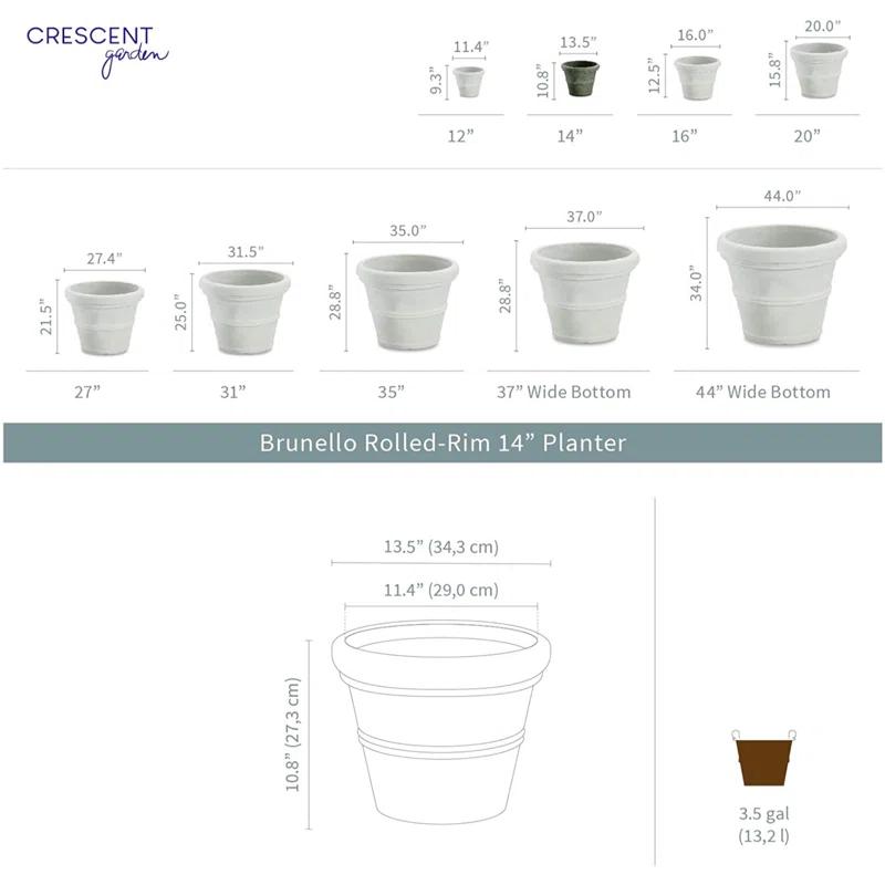 Crescent Garden Rolled-Rim Planter Pot