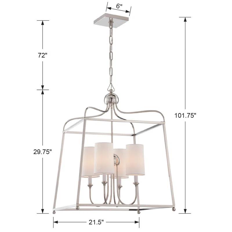 Four Light Chandelier With Linen Fabric Shades In Traditional Style 21.5 Inches Wide By 29.75 Inches High     -Traditional Installation Crystorama