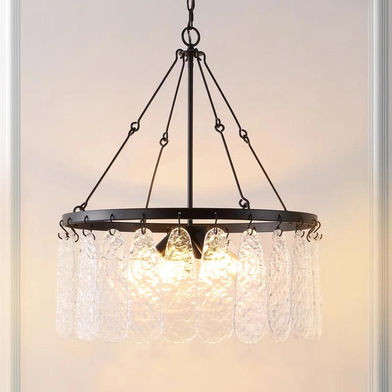 Aremythia Black Iron and Crystal 6-Light Chandelier