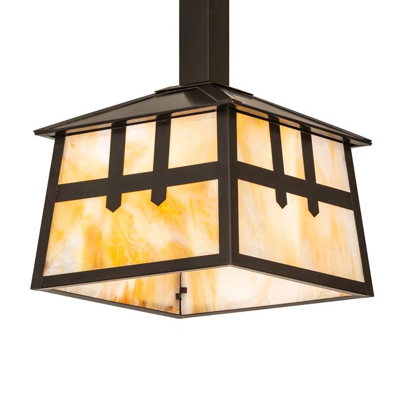 Craftsman Brown Glass Globe 2-Light Island Pendant