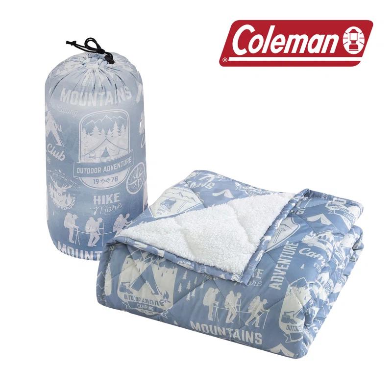 Coleman Coleman Reversible Water Resistant Nylon and Sherpa Diamond Quilted Indoor/Outdoor Throw/Picnic Blanket