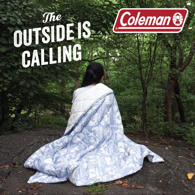 Coleman Coleman Reversible Water Resistant Nylon and Sherpa Diamond Quilted Indoor/Outdoor Throw/Picnic Blanket