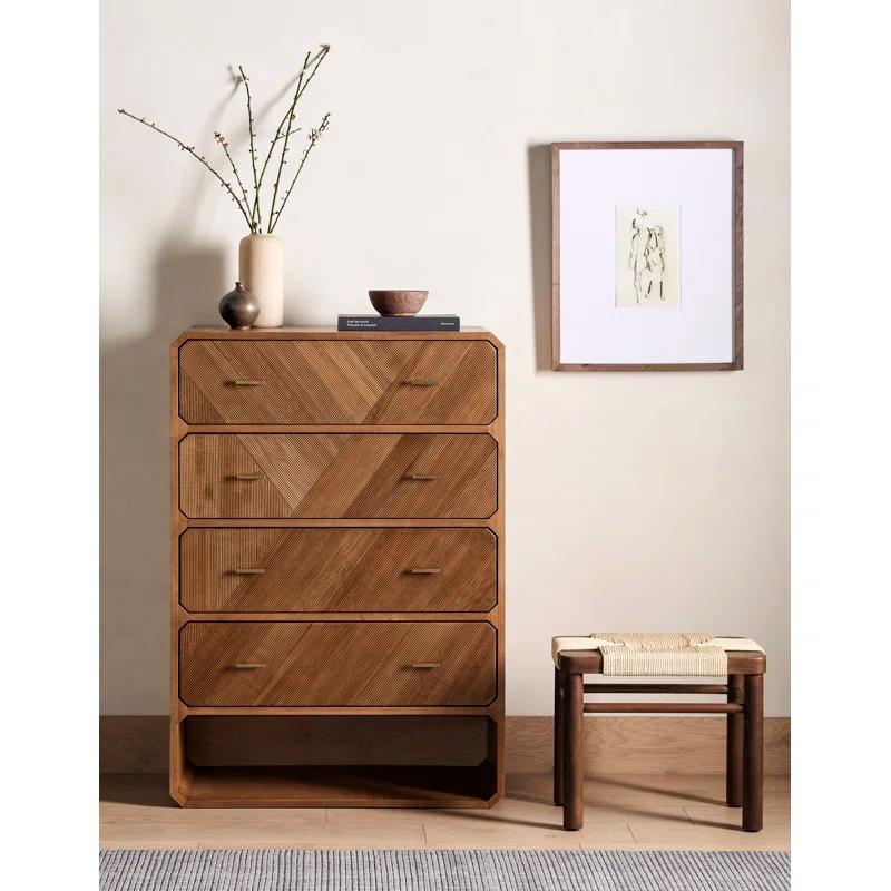 Caspian Natural Ash Veneer 4-Drawer Contemporary Dresser