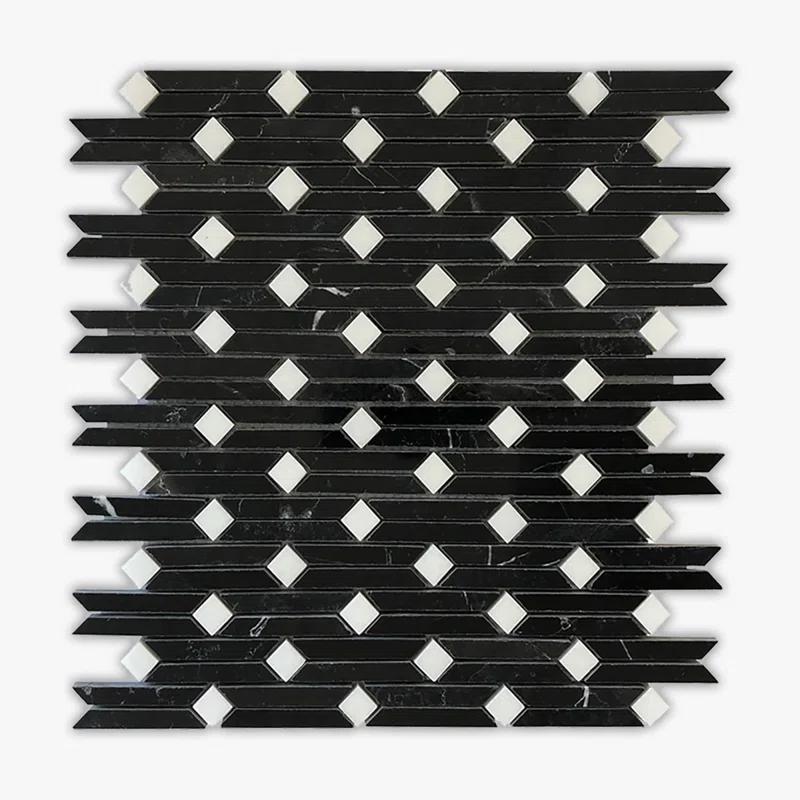 Nero Marquina 12" x 12" Marble Pinwheel Mosaic Wall & Floor Tile