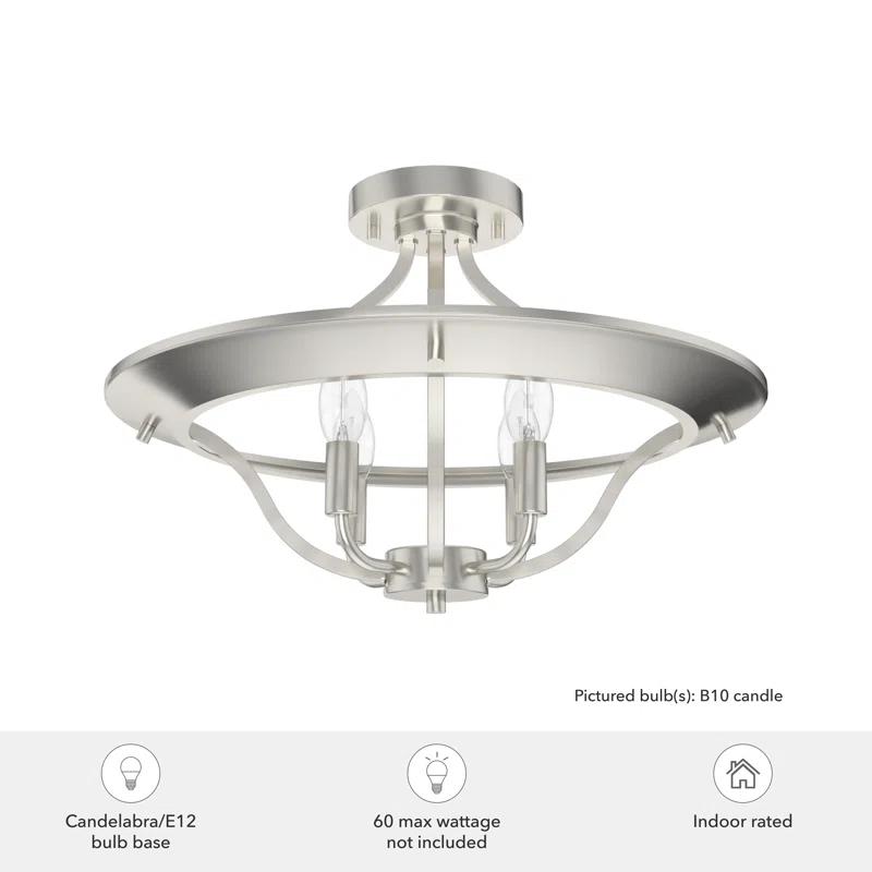 Perch Point Brushed Nickel 4-Light LED Semi-Flush Mount