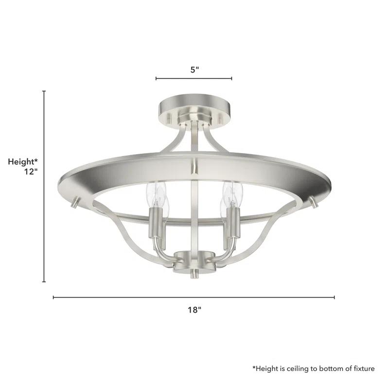 Perch Point Brushed Nickel 4-Light LED Semi-Flush Mount