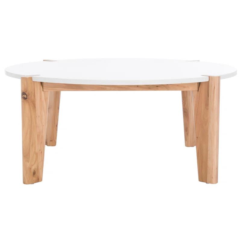 Elmwood Tapered Leg Round Marble Coffee Table with Storage