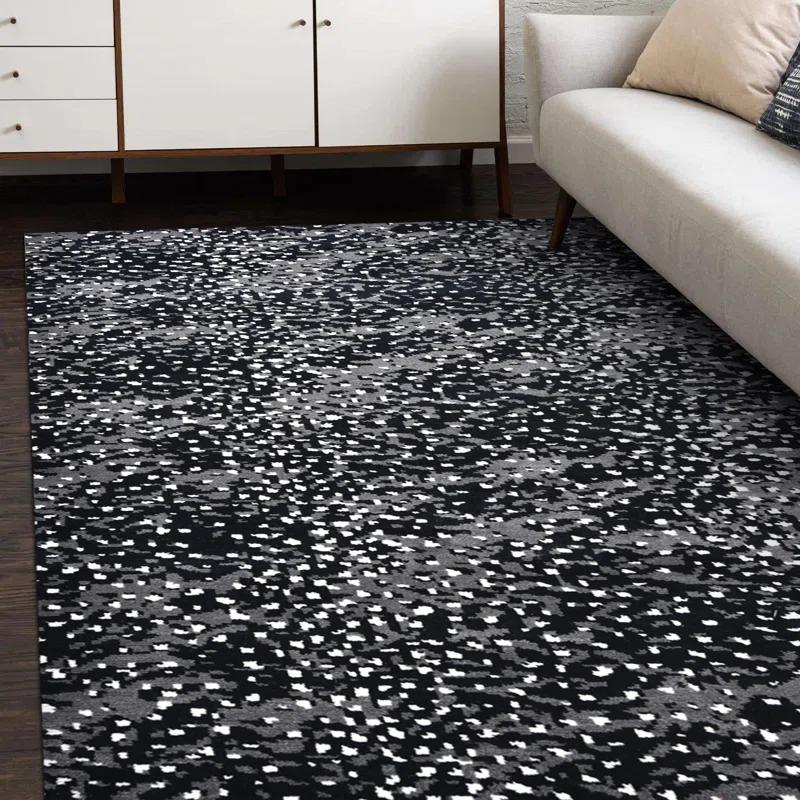 Viviana Abstract Area Rug in Black/Gray/White