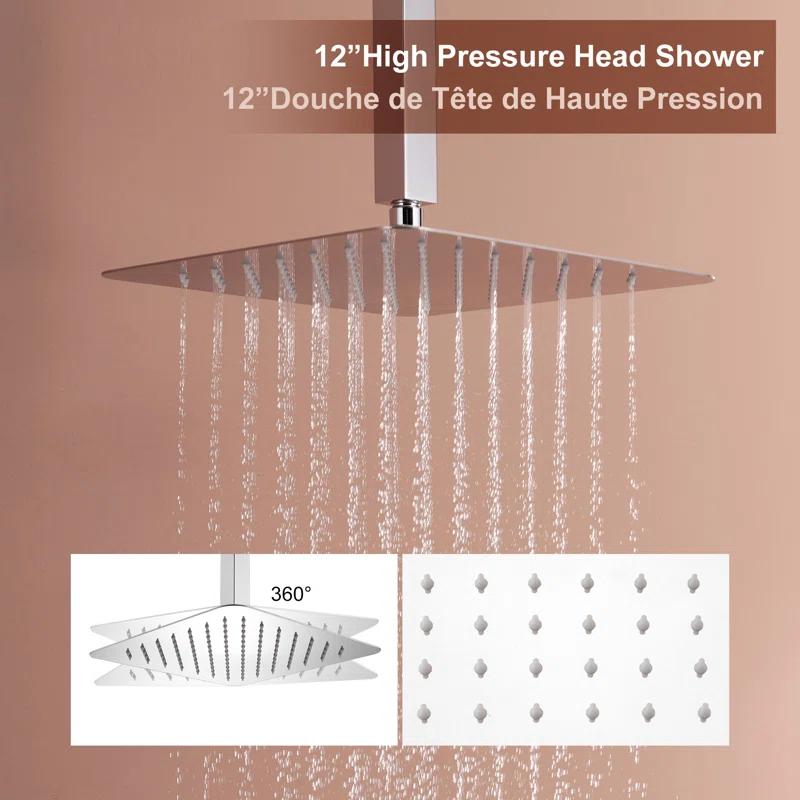 Herathena 3 Functions Ceiling Mounted Luxury Shower System with 6 Body Jets (Rough-in Valve Included)