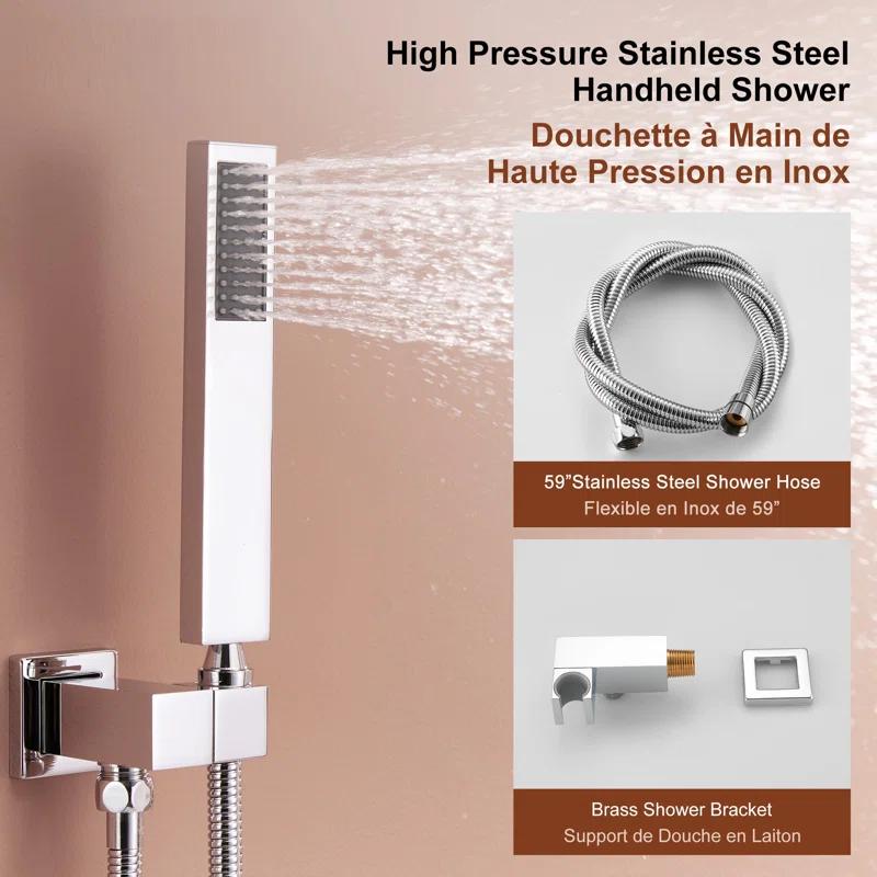 Herathena 3 Functions Ceiling Mounted Luxury Shower System with 6 Body Jets (Rough-in Valve Included)