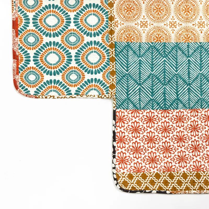 Lush Decor Green/Pink/Yellow Cotton Blend 6 Piece Coverlet / Bedspread Set