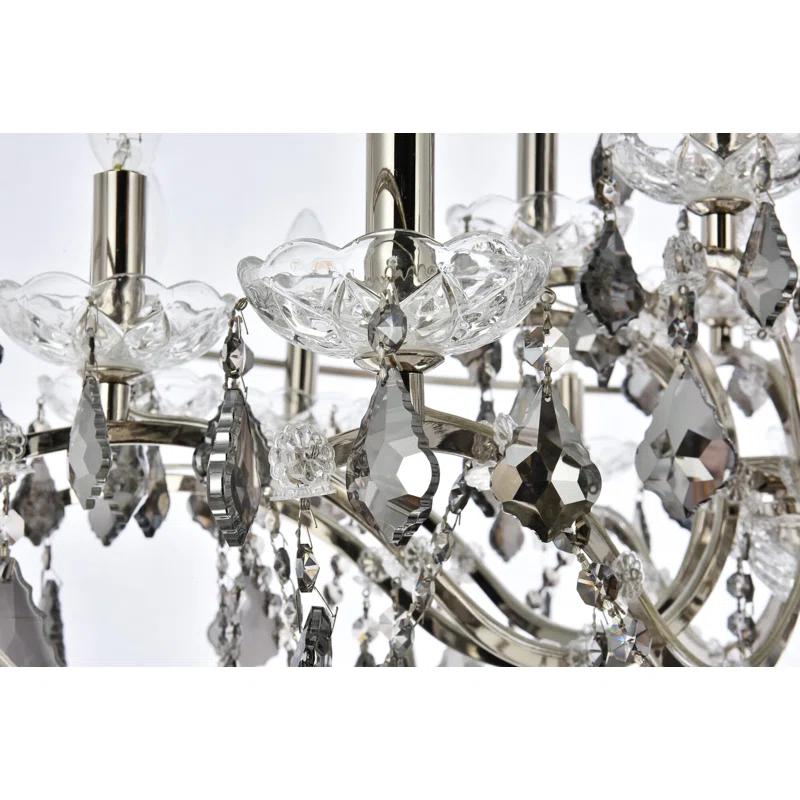 Geneva Polished Nickel 18-Light Globe Chandelier with Silver Shade Crystals