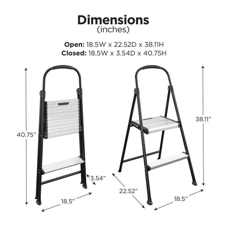 COSCO COSCO 2-Step Aluminum Folding Step Stool with Rubber Hand Grip
