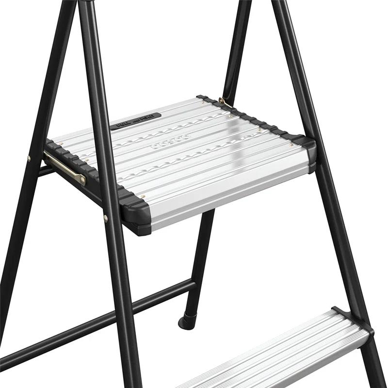 COSCO COSCO 2-Step Aluminum Folding Step Stool with Rubber Hand Grip